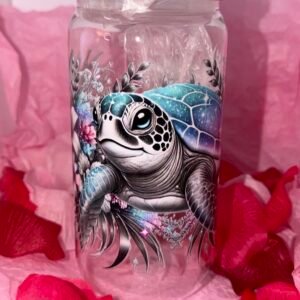 gobelet plastique avec couvercle et paille tortue 1