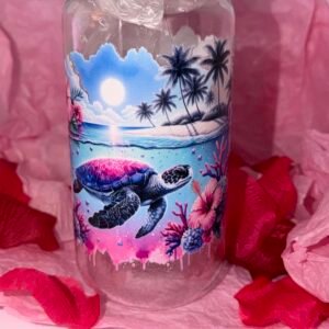 gobelet plastique avec couvercle et paille tortue 2